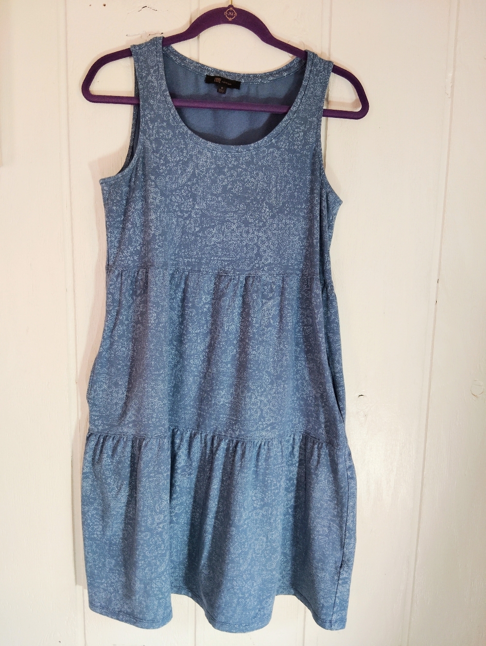 Frye Sleeveless Tiered Blue Dress - Picture 2 of 11